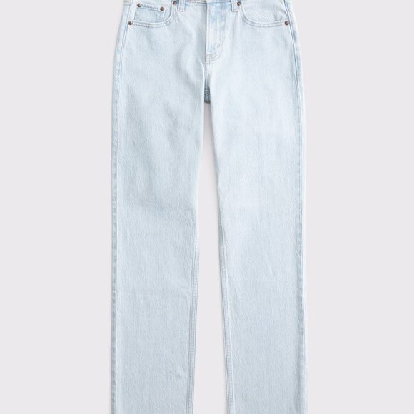 Abercrombie & Fitch Curve Love Mid Rise 90s Straight Jean - 29L Light Marble NWT - Picture 7 of 9